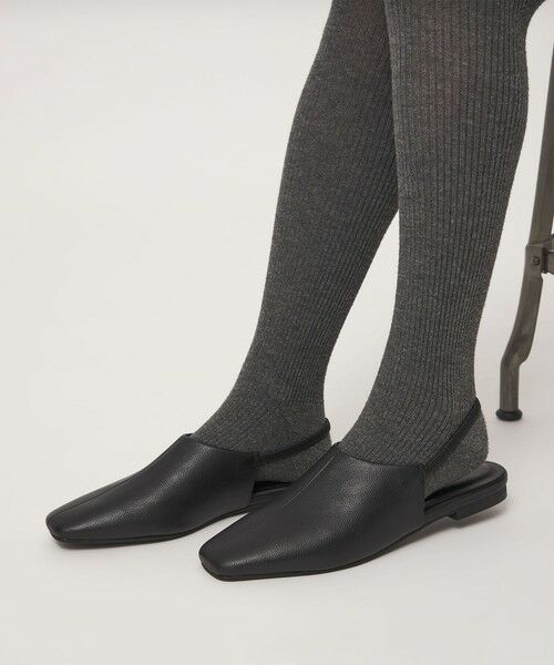 green label relaxing / グリーンレーベル リラクシング フラットシューズ | スクエアトゥ バックスリング シューズ(BLACK)