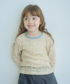 green label relaxing / グリーンレーベル リラクシング カットソー | フラワー ジャガード シアー トップス / キッズ 110cm-130cm