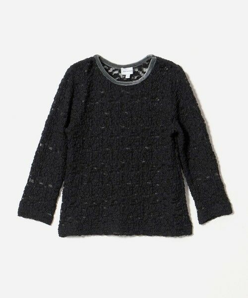 green label relaxing / グリーンレーベル リラクシング カットソー | フラワー ジャガード シアー トップス / キッズ 110cm-130cm(BLACK)