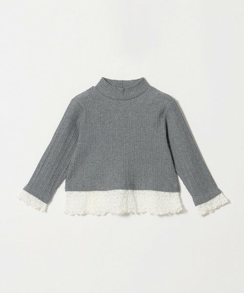 green label relaxing / グリーンレーベル リラクシング カットソー | チュール レース コンビ プルオーバー / キッズ 100cm-130cm(MD.GRAY)