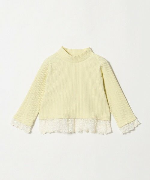 green label relaxing / グリーンレーベル リラクシング カットソー | チュール レース コンビ プルオーバー / キッズ 100cm-130cm(LIME)