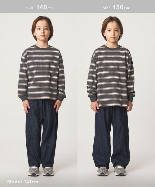 green label relaxing / グリーンレーベル リラクシング カットソー | フトピッチ ボーダー ロングスリーブ Tシャツ / キッズ 100cm-160cm | 詳細5
