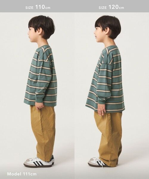 green label relaxing / グリーンレーベル リラクシング カットソー | フトピッチ ボーダー ロングスリーブ Tシャツ / キッズ 100cm-160cm | 詳細23