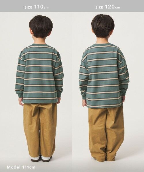 green label relaxing / グリーンレーベル リラクシング カットソー | フトピッチ ボーダー ロングスリーブ Tシャツ / キッズ 100cm-160cm | 詳細24