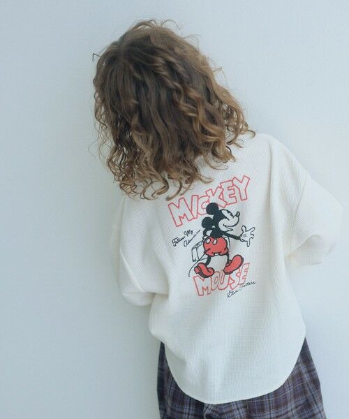 green label relaxing / グリーンレーベル リラクシング カットソー | 【別注】<URBAMENT>ミッキーマウス ロングスリーブ Tシャツ / キッズ 100cm-130cm(OFF WHITE)