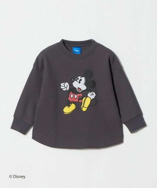 green label relaxing / グリーンレーベル リラクシング カットソー | 【別注】<URBAMENT>ミッキーマウス ロングスリーブ Tシャツ / キッズ 100cm-130cm(DK.GRAY)