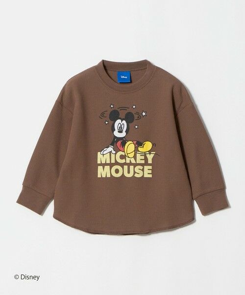green label relaxing / グリーンレーベル リラクシング カットソー | 【別注】<URBAMENT>ミッキーマウス ロングスリーブ Tシャツ / キッズ 100cm-130cm(MD.BROWN)