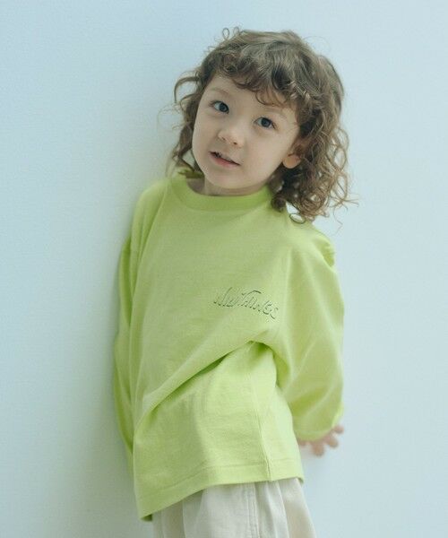 green label relaxing / グリーンレーベル リラクシング カットソー | 【別注】＜WILD THINGS＞プリント ロングスリーブ Tシャツ / キッズ 110cm-130cm（LIME）