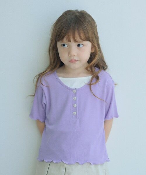 green label relaxing / グリーンレーベル リラクシング カットソー | テレコ ヘンリーネック Tシャツ / キッズ 110cm-130cm(LILAC)