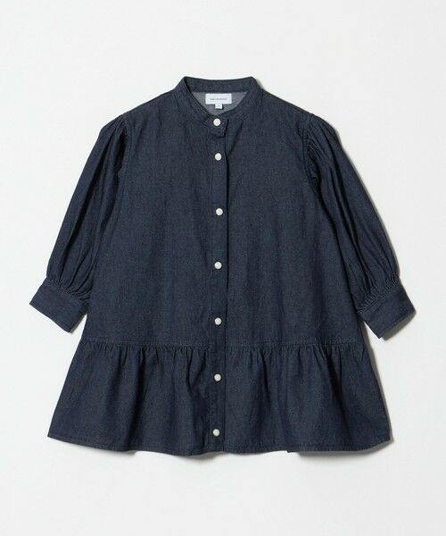 green label relaxing / グリーンレーベル リラクシング ロング・マキシ丈ワンピース | デニム スタンドカラー フリル ワンピース / キッズ 100cm-160cm(NAVY)