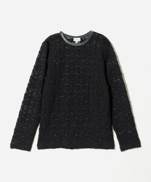 green label relaxing / グリーンレーベル リラクシング カットソー | フラワー ジャガード シアー トップス / キッズ 140cm-160cm（BLACK）