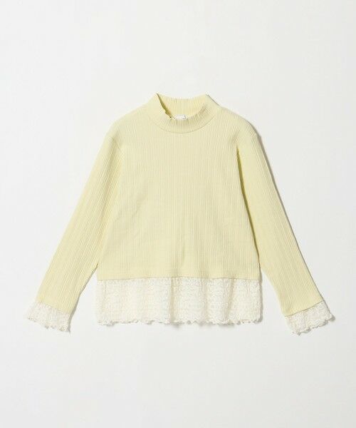 green label relaxing / グリーンレーベル リラクシング カットソー | チュール レース コンビ プルオーバー / キッズ 140cm-160cm（LIME）