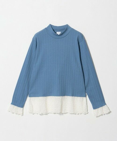 green label relaxing / グリーンレーベル リラクシング カットソー | チュール レース コンビ プルオーバー / キッズ 140cm-160cm（ROYAL）