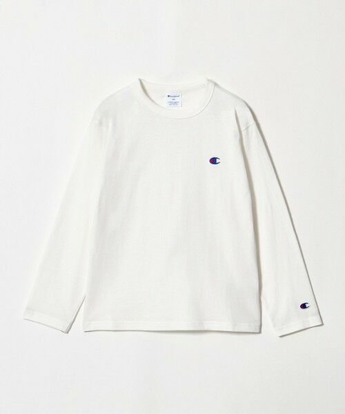 green label relaxing / グリーンレーベル リラクシング カットソー | 【WEB限定】＜Champion＞ワンポイント ロングスリーブ Tシャツ / キッズ 140cm-160cm（WHITE）