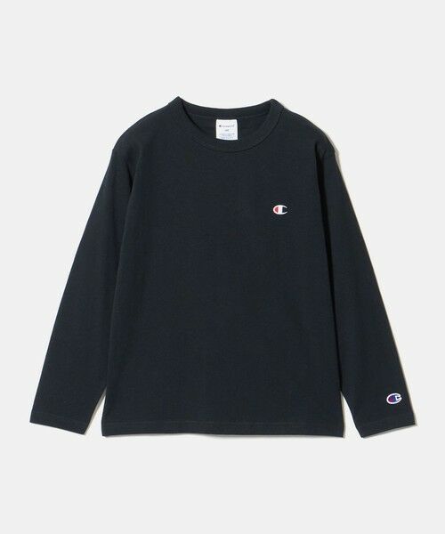 green label relaxing / グリーンレーベル リラクシング カットソー | 【WEB限定】＜Champion＞ワンポイント ロングスリーブ Tシャツ / キッズ 140cm-160cm（BLACK）