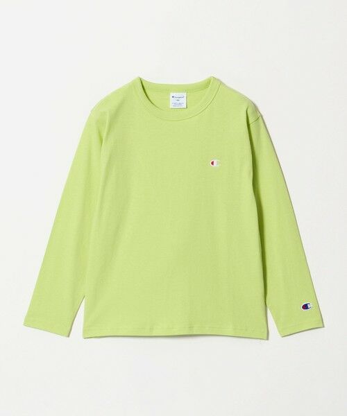 green label relaxing / グリーンレーベル リラクシング カットソー | 【WEB限定】＜Champion＞ワンポイント ロングスリーブ Tシャツ / キッズ 140cm-160cm（LIME）