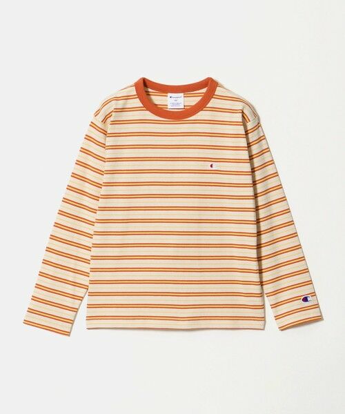green label relaxing / グリーンレーベル リラクシング カットソー | ＜Champion＞ボーダー ロングスリーブ Tシャツ / キッズ 140cm-160cm（ORANGE）