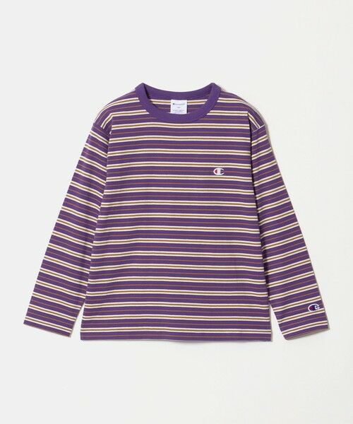green label relaxing / グリーンレーベル リラクシング カットソー | ＜Champion＞ボーダー ロングスリーブ Tシャツ / キッズ 140cm-160cm（PURPLE）