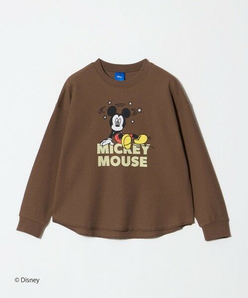 green label relaxing / グリーンレーベル リラクシング カットソー | 【別注】＜URBAMENT＞ミッキーマウス ロングスリーブ Tシャツ / キッズ 140cm-150cm（MD.BROWN）