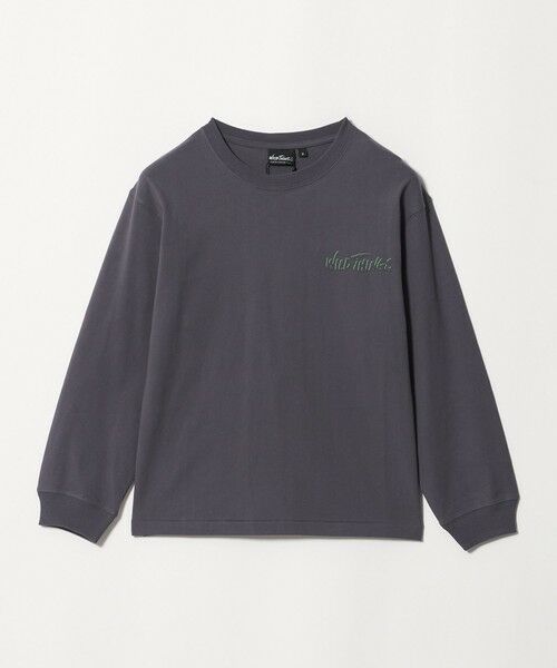 green label relaxing / グリーンレーベル リラクシング カットソー | 【別注】＜WILD THINGS＞プリント ロングスリーブ Tシャツ / キッズ 140cm-160cm（DK.GRAY）