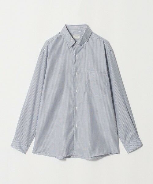 green label relaxing / グリーンレーベル リラクシング シャツ・ブラウス | エブリット コットン ストライプ リラックス スナップ ボタンダウン シャツ -イージーアイロン-（NAVY）