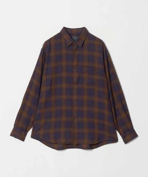 green label relaxing / グリーンレーベル リラクシング シャツ・ブラウス | コットン レーヨン パターン ジャストルーズ レギュラーカラー 長袖 シャツ(DK.BROWN)