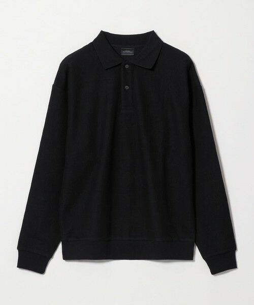 green label relaxing / グリーンレーベル リラクシング ポロシャツ | ワッフル 長袖 ポロシャツ（BLACK）