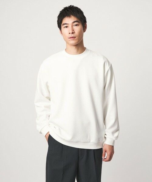 green label relaxing / グリーンレーベル リラクシング カットソー | ツイル パフ クルーネック 長袖 カットソー(WHITE)