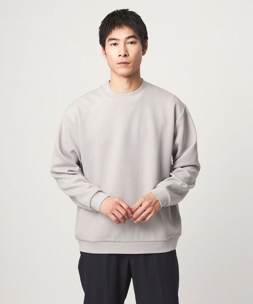 green label relaxing / グリーンレーベル リラクシング カットソー | ツイル パフ クルーネック 長袖 カットソー(LT.GRAY)