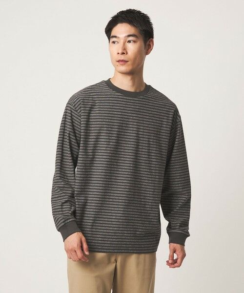 green label relaxing / グリーンレーベル リラクシング カットソー | ラフ ボーダー クルーネック 長袖 Tシャツ | 詳細2