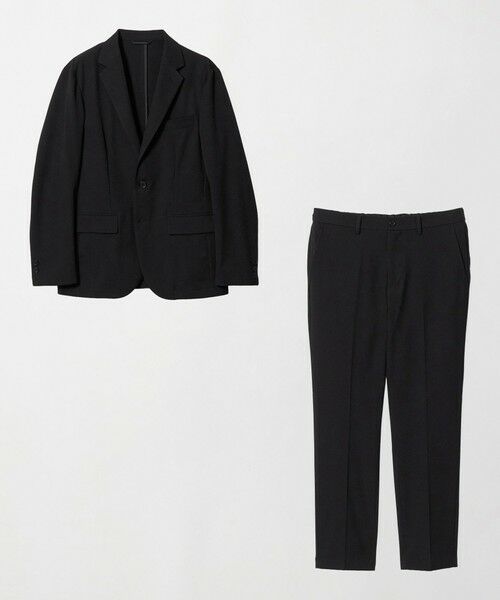 green label relaxing / グリーンレーベル リラクシング セットアップ | 【WEB限定】JUST fit ウールライク ナロー セットアップ ジャケット&パンツ -ストレッチ-(BLACK)