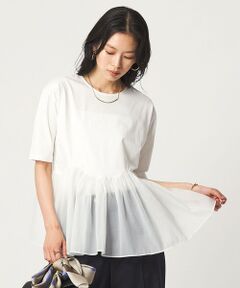 green label relaxing / グリーンレーベル リラクシング カットソー | シアー コンビ 5分袖 プルオーバー カットソー