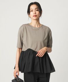 green label relaxing / グリーンレーベル リラクシング カットソー | シアー コンビ 5分袖 プルオーバー カットソー