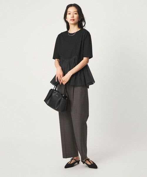 green label relaxing / グリーンレーベル リラクシング カットソー | シアー コンビ 5分袖 プルオーバー カットソー | 詳細9