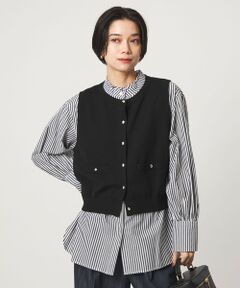 green label relaxing / グリーンレーベル リラクシング シャツ・ブラウス | ニットベスト×フリルネック ブラウス