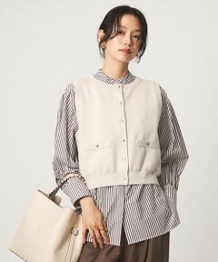 green label relaxing / グリーンレーベル リラクシング シャツ・ブラウス | ニットベスト×フリルネック ブラウス
