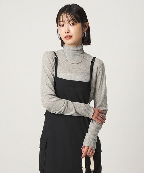 green label relaxing / グリーンレーベル リラクシング カットソー | ［size SHORTあり］テレコ タートルネック プルオーバー（LT.GRAY）