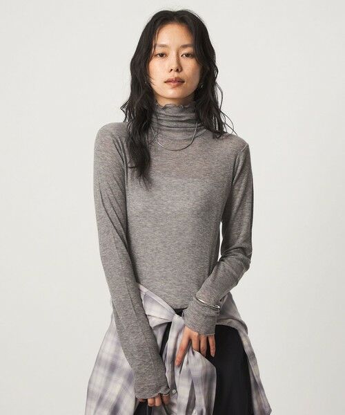 green label relaxing / グリーンレーベル リラクシング カットソー | ［size SHORTあり］テレコ タートルネック プルオーバー（DK.GRAY）
