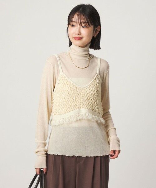 green label relaxing / グリーンレーベル リラクシング カットソー | ［size SHORTあり］テレコ タートルネック プルオーバー（BEIGE）