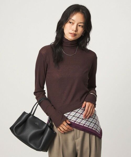 green label relaxing / グリーンレーベル リラクシング カットソー | ［size SHORTあり］テレコ タートルネック プルオーバー（DK.BROWN）