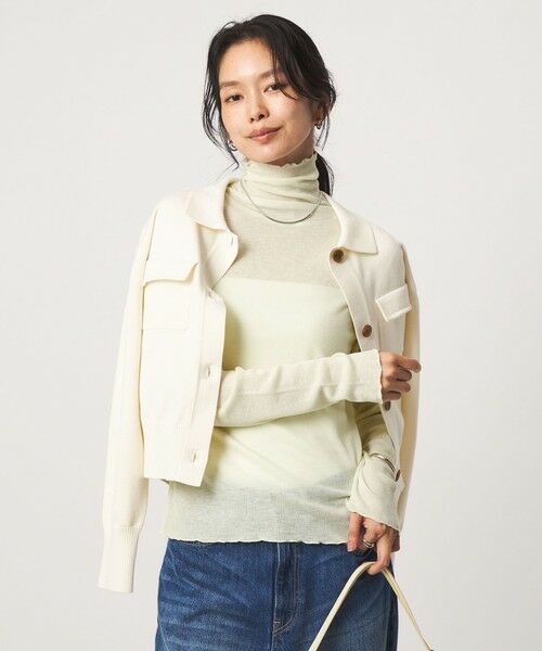 green label relaxing / グリーンレーベル リラクシング カットソー | ［size SHORTあり］テレコ タートルネック プルオーバー（YELLOW）