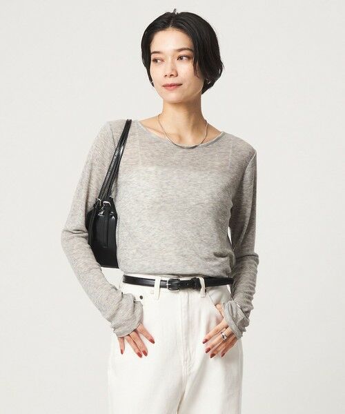 green label relaxing / グリーンレーベル リラクシング カットソー | ［size SHORTあり］テレコ クルーネック プルオーバー（LT.GRAY）