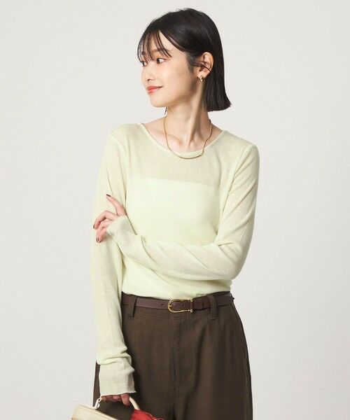 green label relaxing / グリーンレーベル リラクシング カットソー | ［size SHORTあり］テレコ クルーネック プルオーバー（YELLOW）