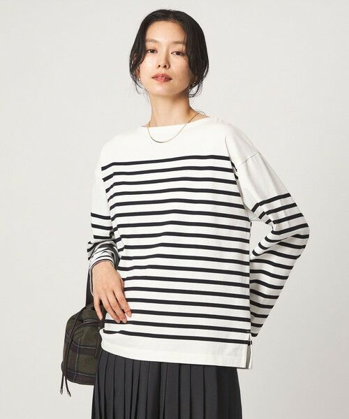 green label relaxing / グリーンレーベル リラクシング カットソー | バスクボーダー ロングスリーブ プルオーバー カットソー(WHITE)