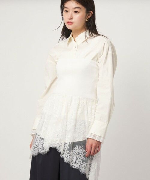 green label relaxing / グリーンレーベル リラクシング ベスト | ＜GLR_MINE＞レース ドッキング ニット ビスチェ（WHITE）