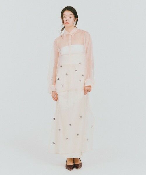 green label relaxing / グリーンレーベル リラクシング ロング・マキシ丈ワンピース | ＜GLR_MINE＞ビジュー キャミソール ワンピース（BEIGE）