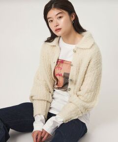 green label relaxing / グリーンレーベル リラクシング カーディガン・ボレロ | ＜GLR_MINE＞フェザー ニット カーディガン