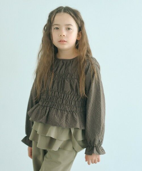 green label relaxing / グリーンレーベル リラクシング シャツ・ブラウス | 【COOL CHIC GIRLS STYLE】チェック シャーリング プルオーバー / キッズ 120cm-160cm(MD.BROWN)