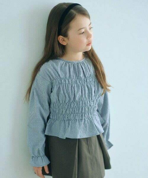 green label relaxing / グリーンレーベル リラクシング シャツ・ブラウス | 【COOL CHIC GIRLS STYLE】チェック シャーリング プルオーバー / キッズ 120cm-160cm(LT.BLUE)
