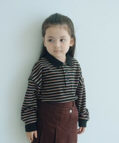 green label relaxing / グリーンレーベル リラクシング カットソー | 起毛フライス ボーダー 襟付き ロングスリーブ / キッズ 100cm-160cm